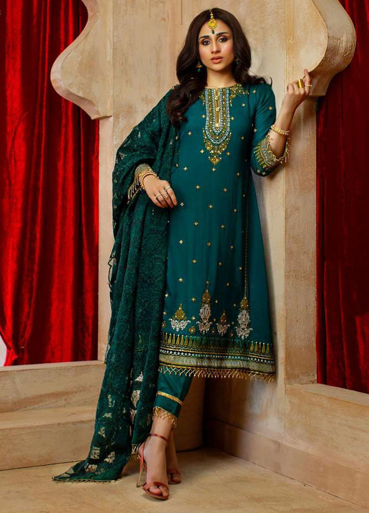 Zurr Haseen By AB Textiles Embroidered Chiffon Suits Unstitched 3 Piece AB21ZH 04 Ruby - Luxury Collection