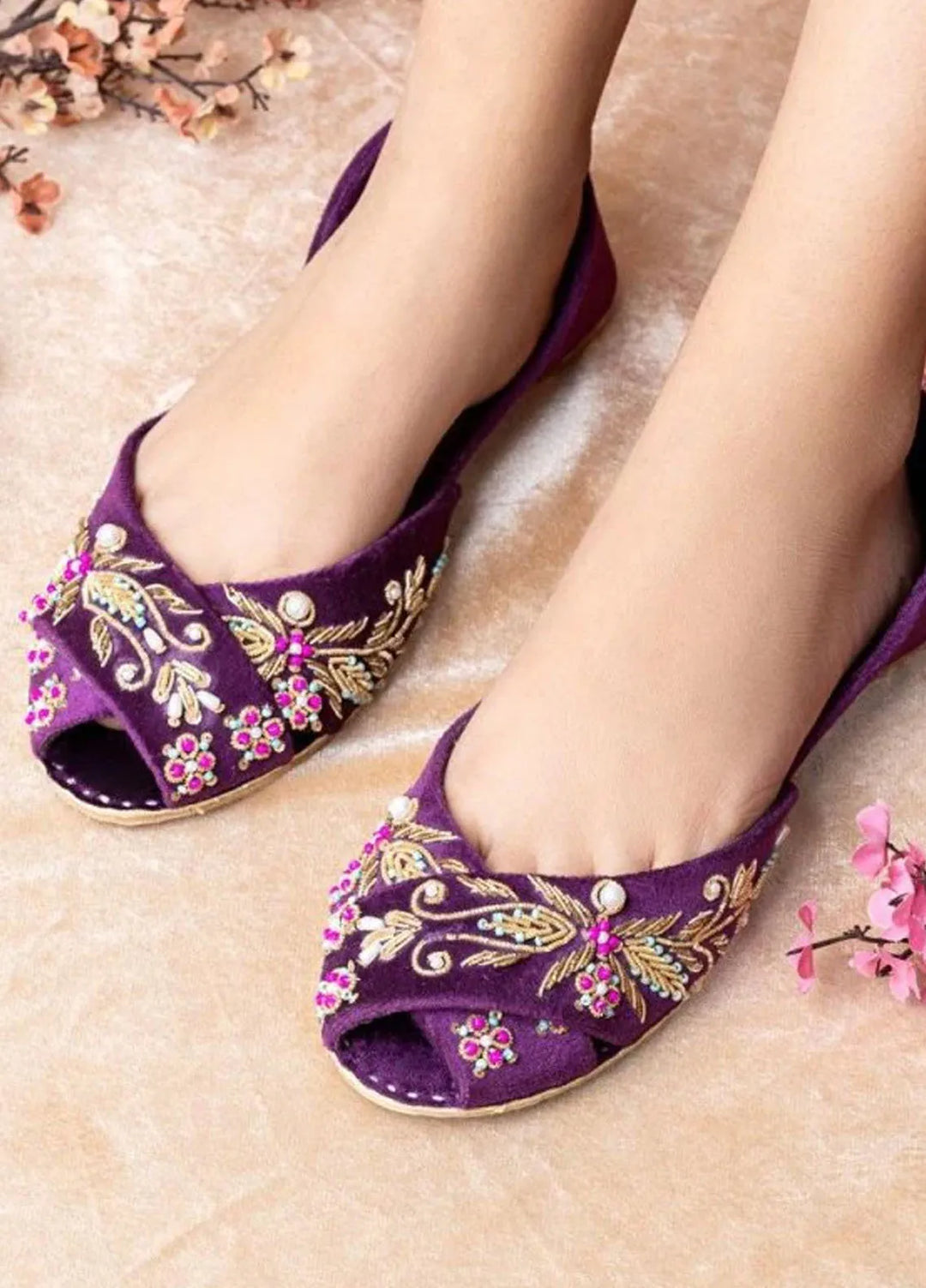 Zuruj Festive Style Khussa PE-2-Purple