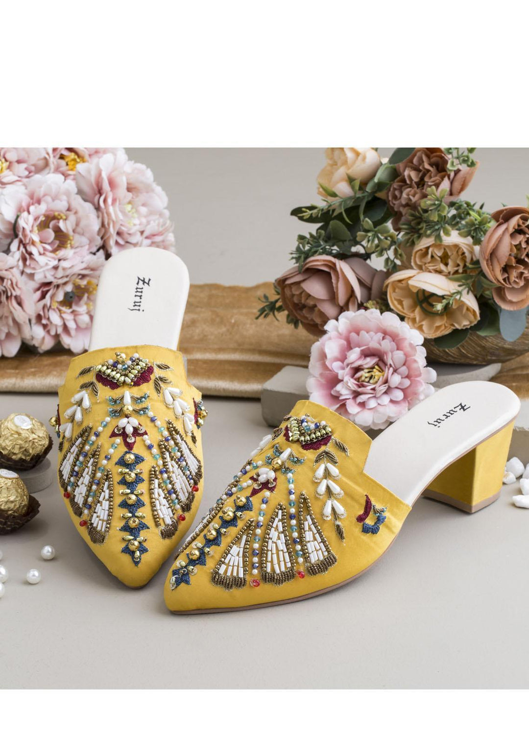 Zuruj Luxury Style   Heel Mules ZJ23H HM-13-Mustard