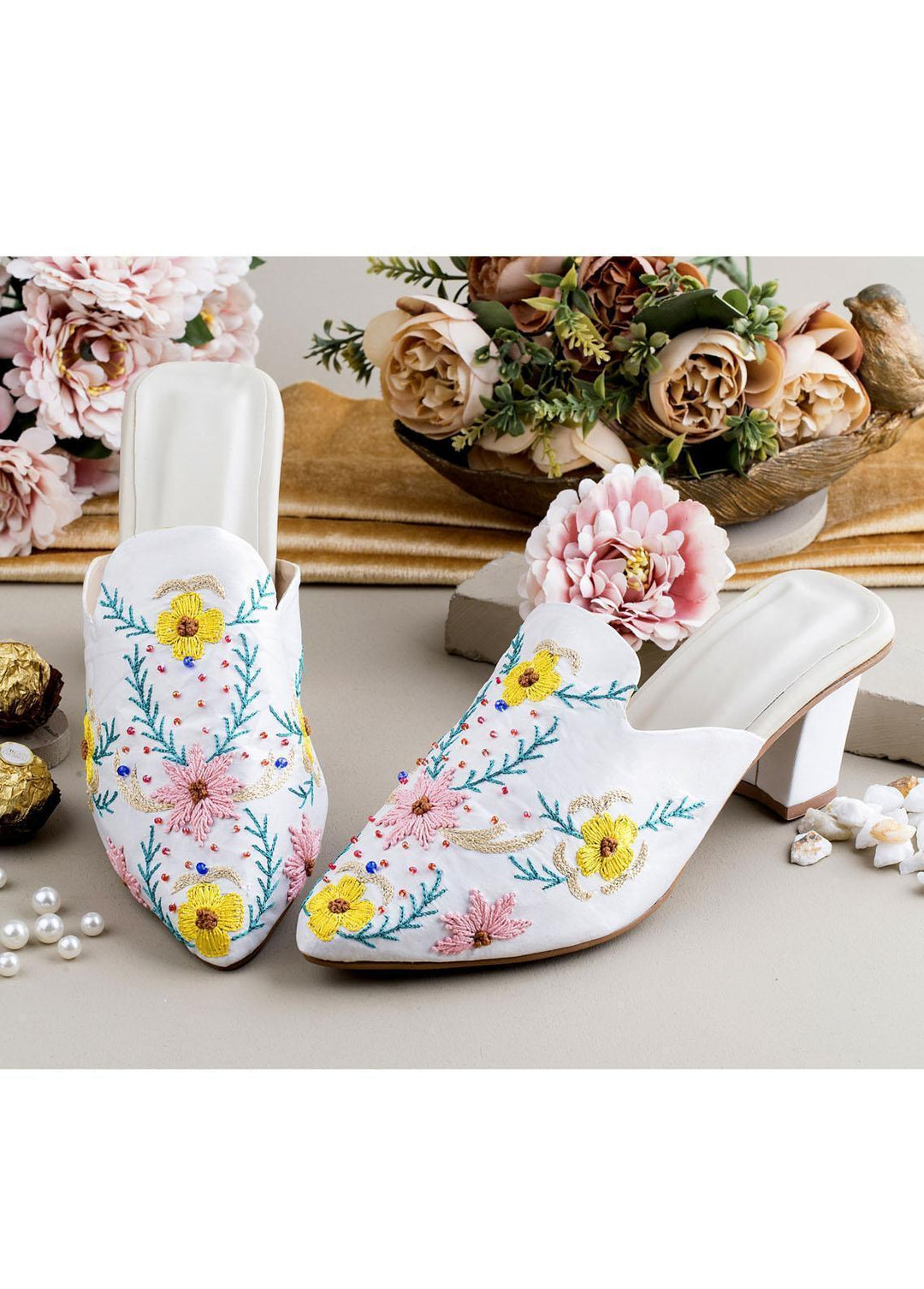 Zuruj Luxury Style   Heel Mules ZJ23H HM-19-WHITE