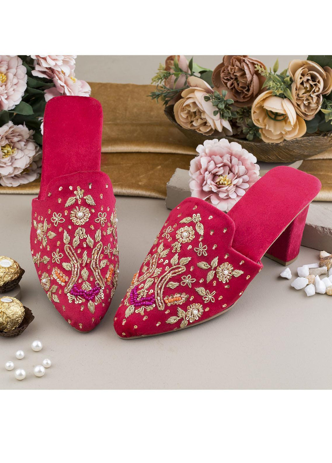 Zuruj Luxury Style Heel Mules ZJ23H HM-237-PINK