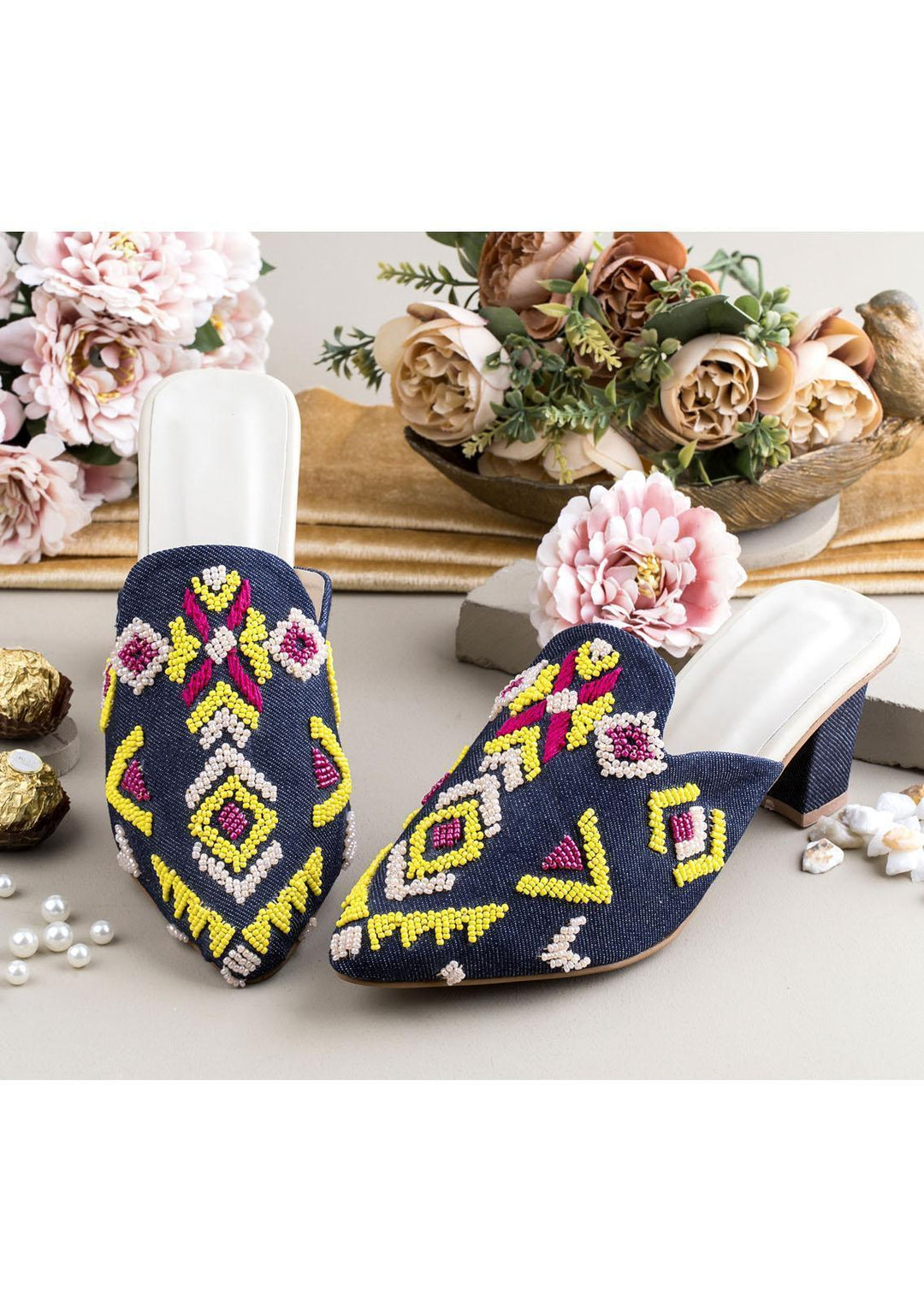 Zuruj Luxury Style Heel Mules ZJ23H HM-25-JEANS