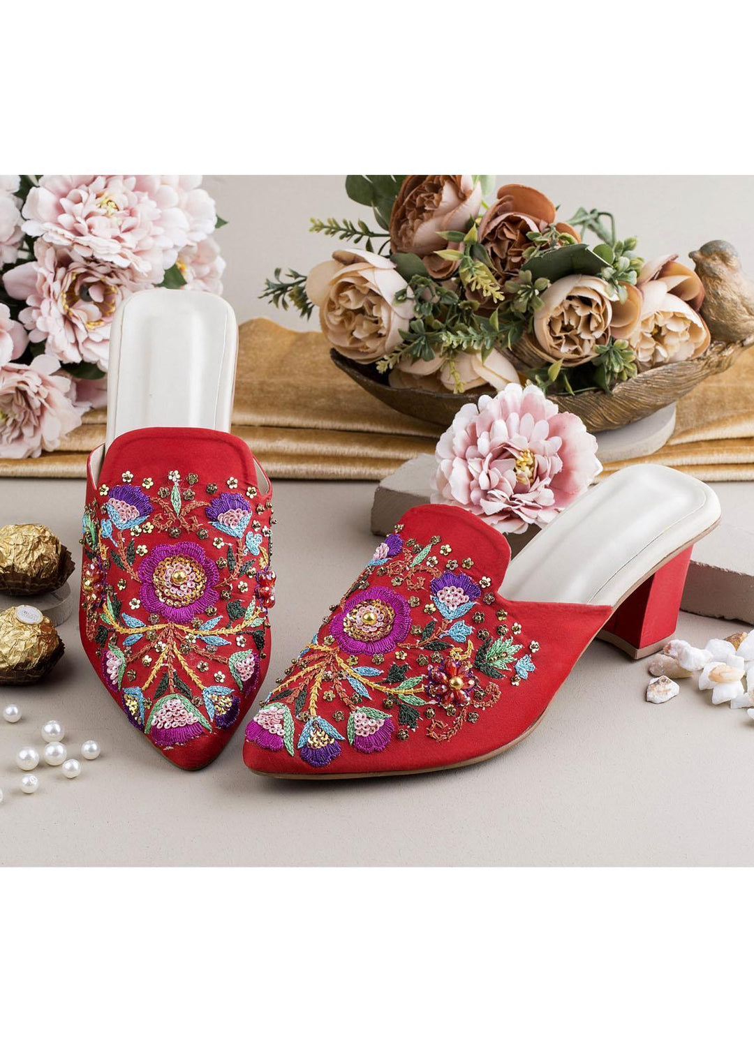Zuruj Luxury Style   Heel Mules ZJ23H HM-39-RED