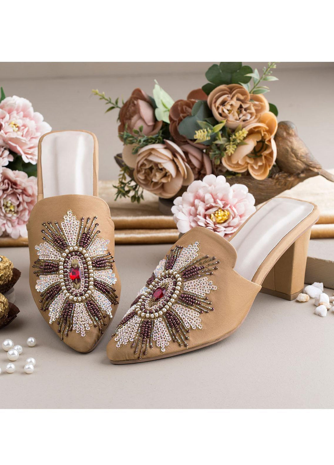 Zuruj Luxury Style Heel Mules ZJ23H HM-43-FAWN