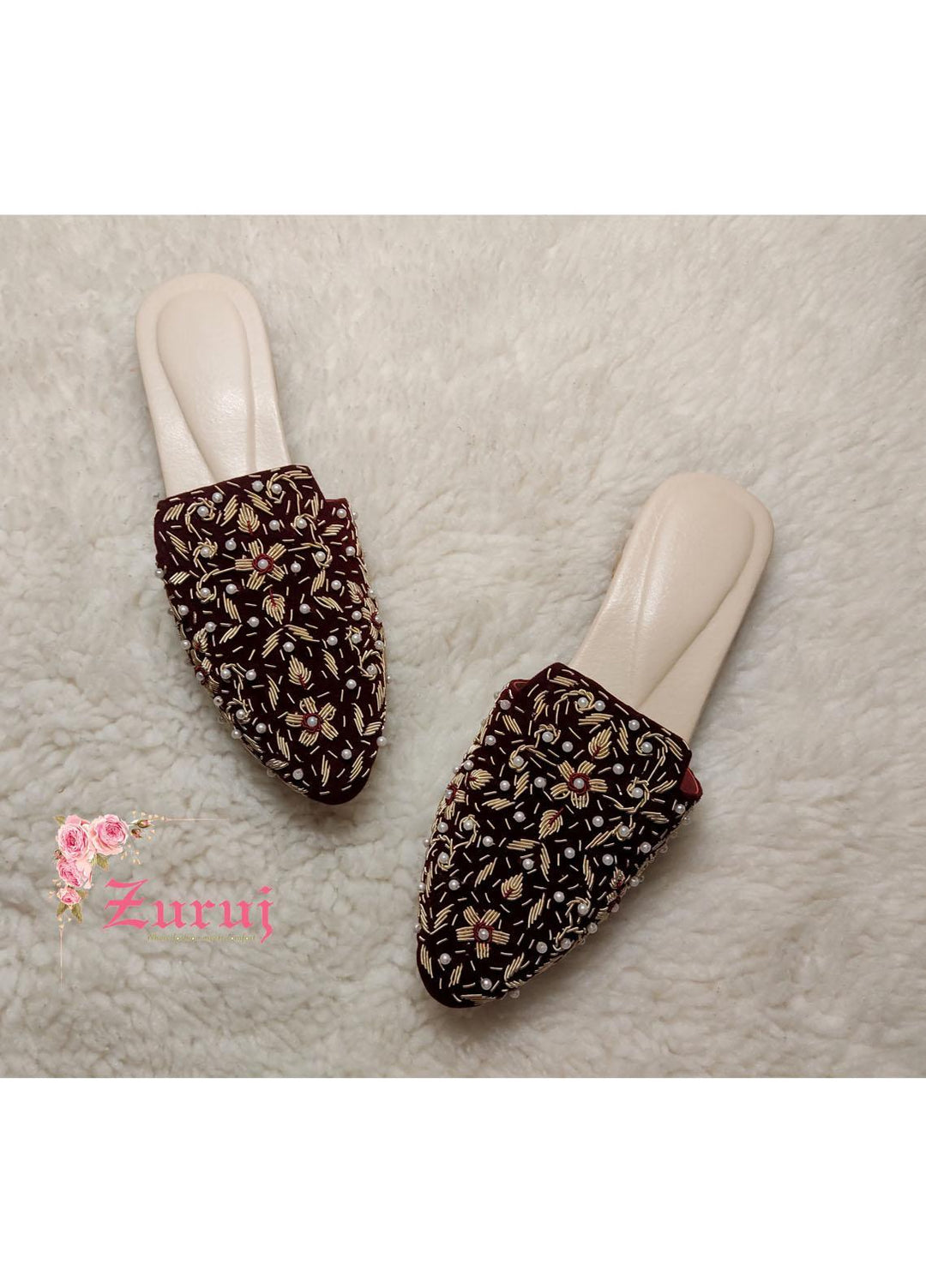Zuruj Festive Style Mules Ml-137-Maroon