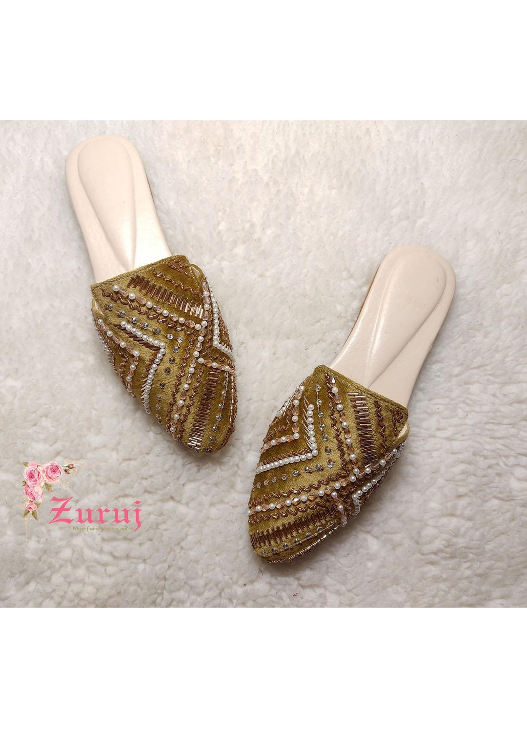 Zuruj Festive Style Mules ML-5-Golden