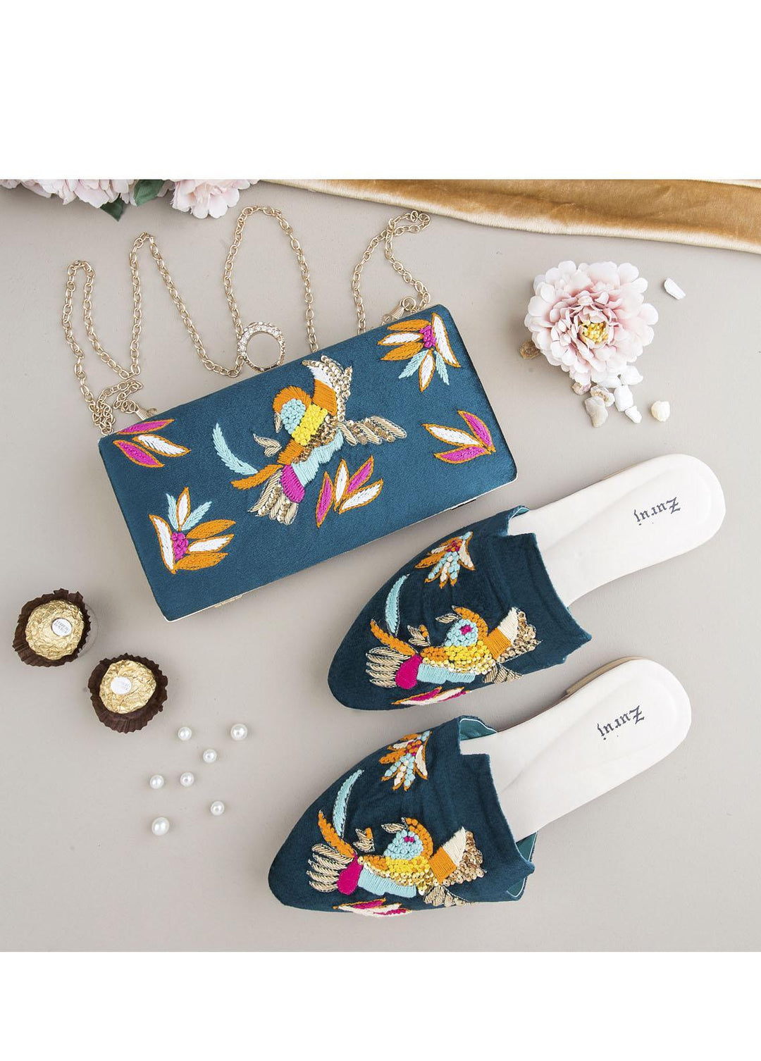 Zuruj Festive Style   Mules x Clutch ZJ23MC MC-12-GREEN