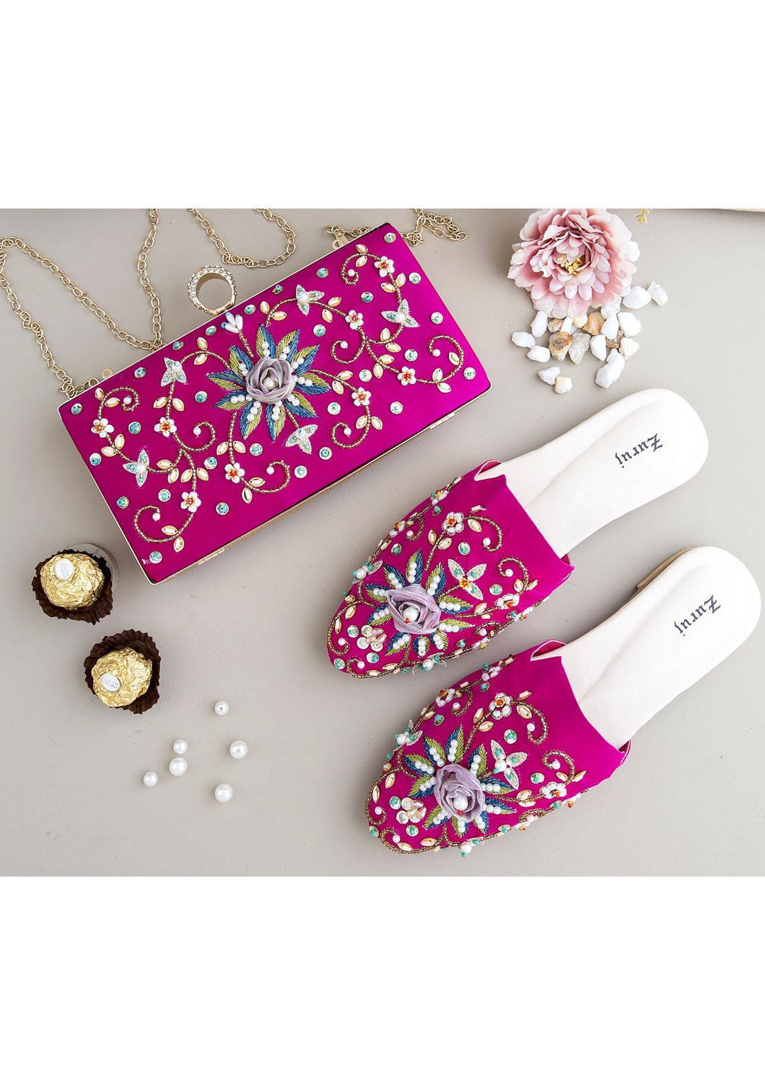 Zuruj Festive Style   Mules x Clutch ZJ23MC MC-17-PINK