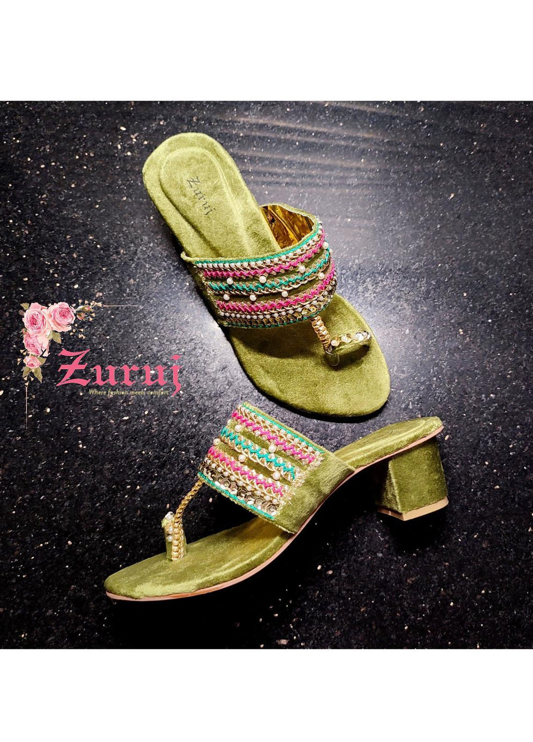 Zuruj Festive Style   Sandals HL-42-Mehandi