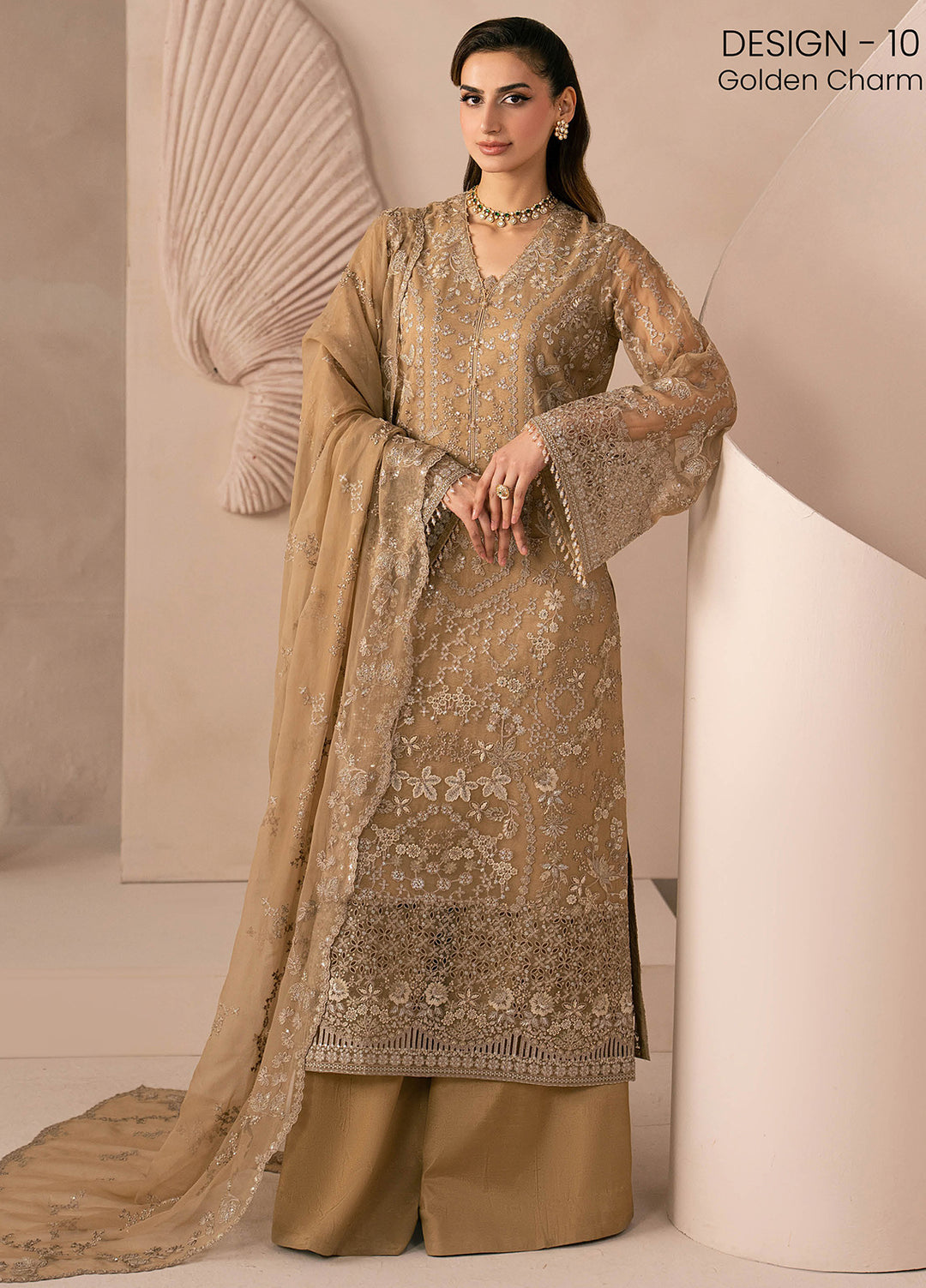 Lamisah by Lavish Premium Unstitched Embroidered Chiffon 3 Piece Suit LVP26UCL Golden Charm - Festive Collection