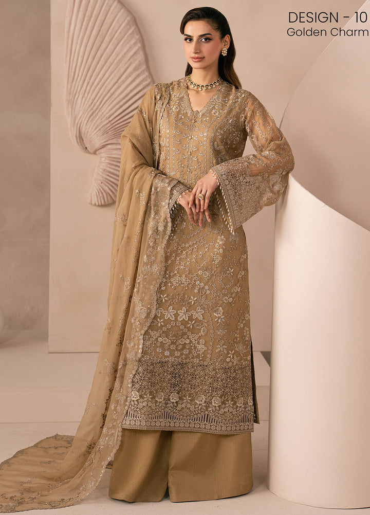 Lamisah by Lavish Premium Unstitched Embroidered Chiffon 3 Piece Suit LVP26UCL Golden Charm - Festive Collection