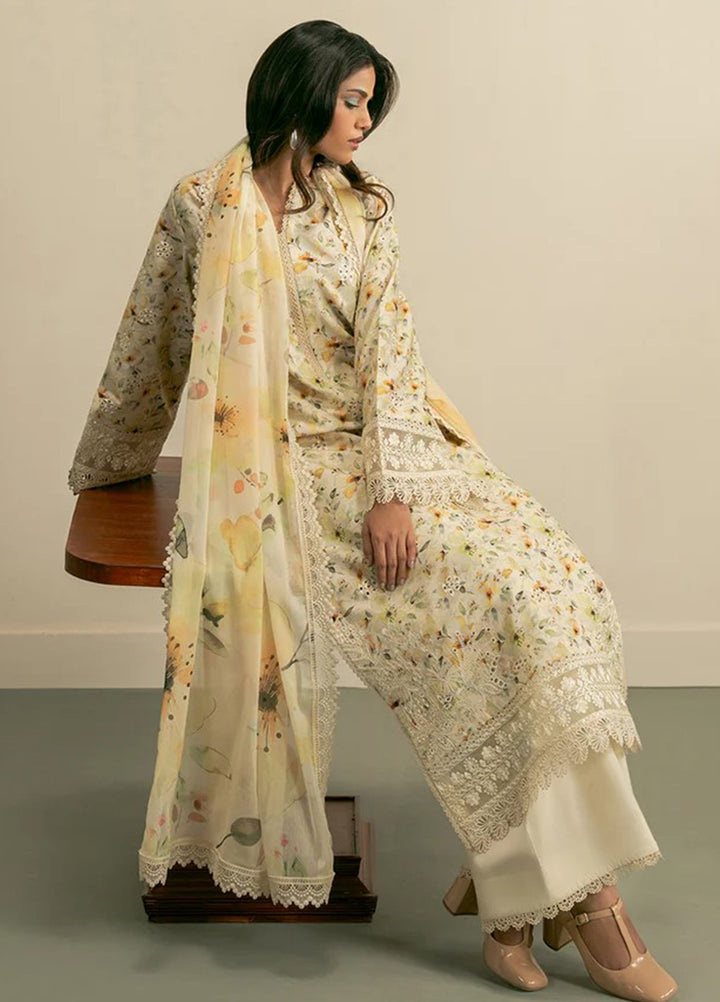 Zephyr by Ayzel Unstitched Lawn Embroidered 3 Piece Suit AAF26UZ D-1  Solea - Summer Collection