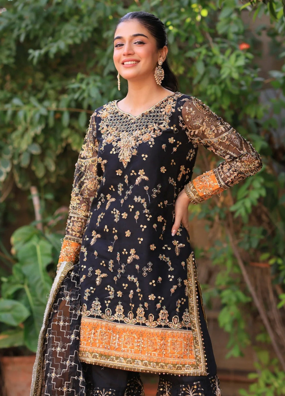 Jhil Mil by Maria Osama Khan Embroidered Organza Suits Unstitched 3 Piece MOK25JM Surmayi - Wedding Collection