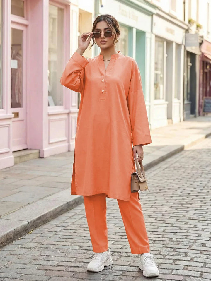 Salitex Women Solids Crepe 2 Piece Suit SS25PBC691 - Summer Collection