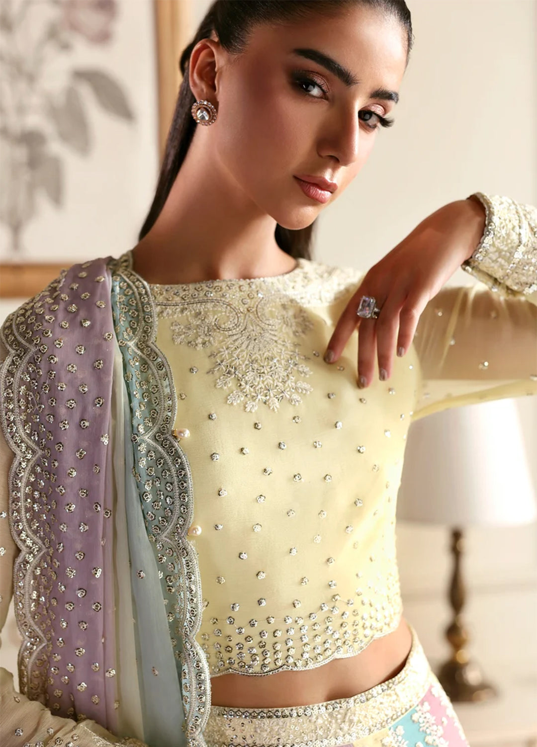 Sirayya by Zarif Unstitched Embroidered Chiffon 3 Piece Suit ZR26US Sonal 01 - Wedding Collection
