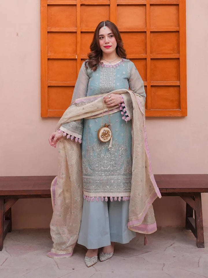 Salitex Unstitched Embroidered Cotton Net 3 Piece Suit SUNS7JI064UT - Festive Collection
