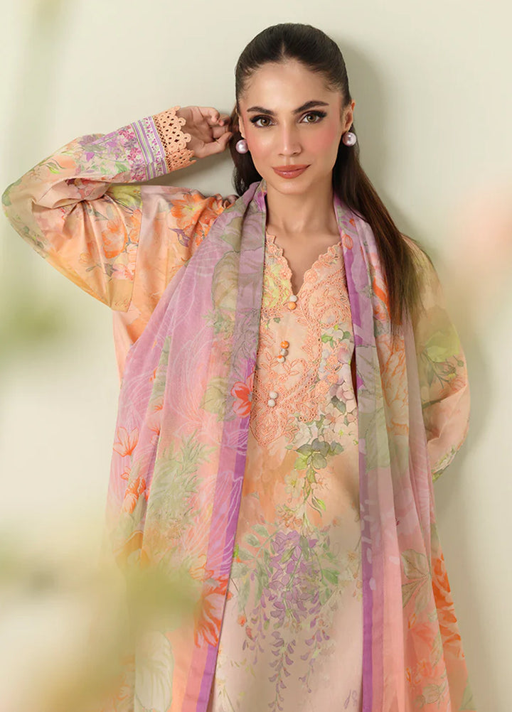 Rosette by Roheenaz Unstitched Lawn Embroidered 3 Piece Suit RNZ26UR Sunlit Fern-2B - Summer Collection