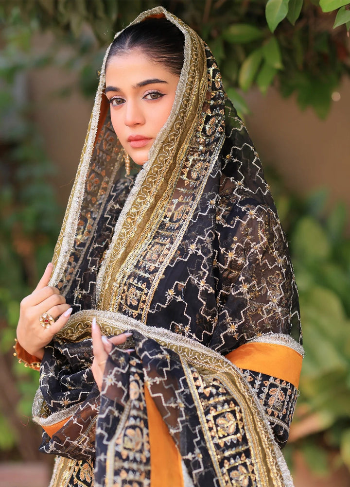 Jhil Mil by Maria Osama Khan Embroidered Organza Suits Unstitched 3 Piece MOK25JM Surmayi - Wedding Collection