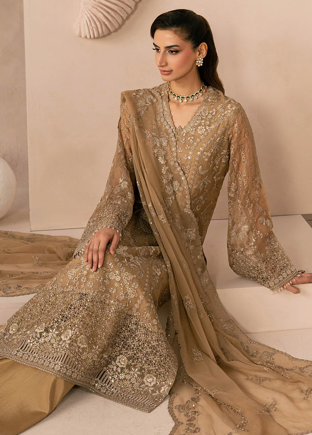 Lamisah by Lavish Premium Unstitched Embroidered Chiffon 3 Piece Suit LVP26UCL Golden Charm - Festive Collection