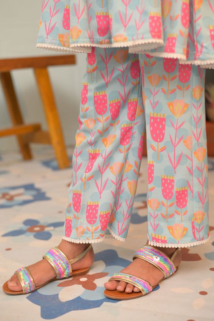 Senorita Kids RTW Ferozi and Multicolor Casual 2 Piece Suit Polyester Lawn Printed KAC-02945 - Summer Collection