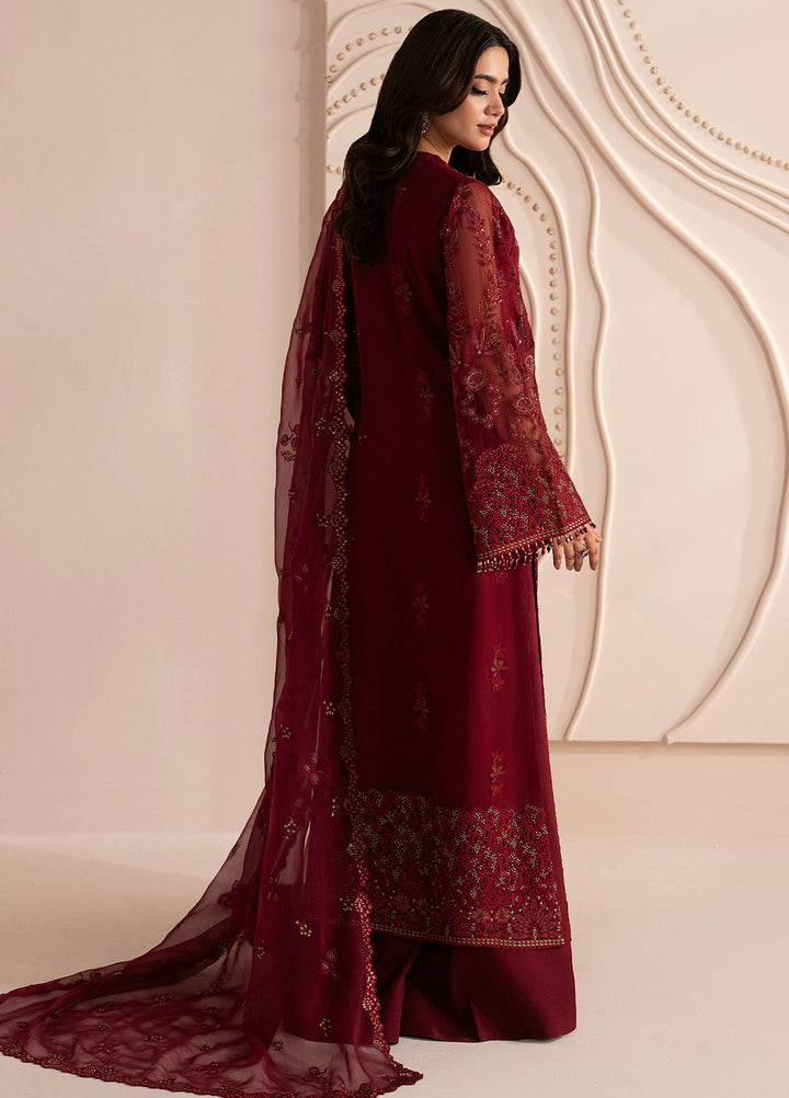 Lamisah by Lavish Premium Unstitched Embroidered Chiffon 3 Piece Suit LVP26UCL Red Ruby - Festive Collection