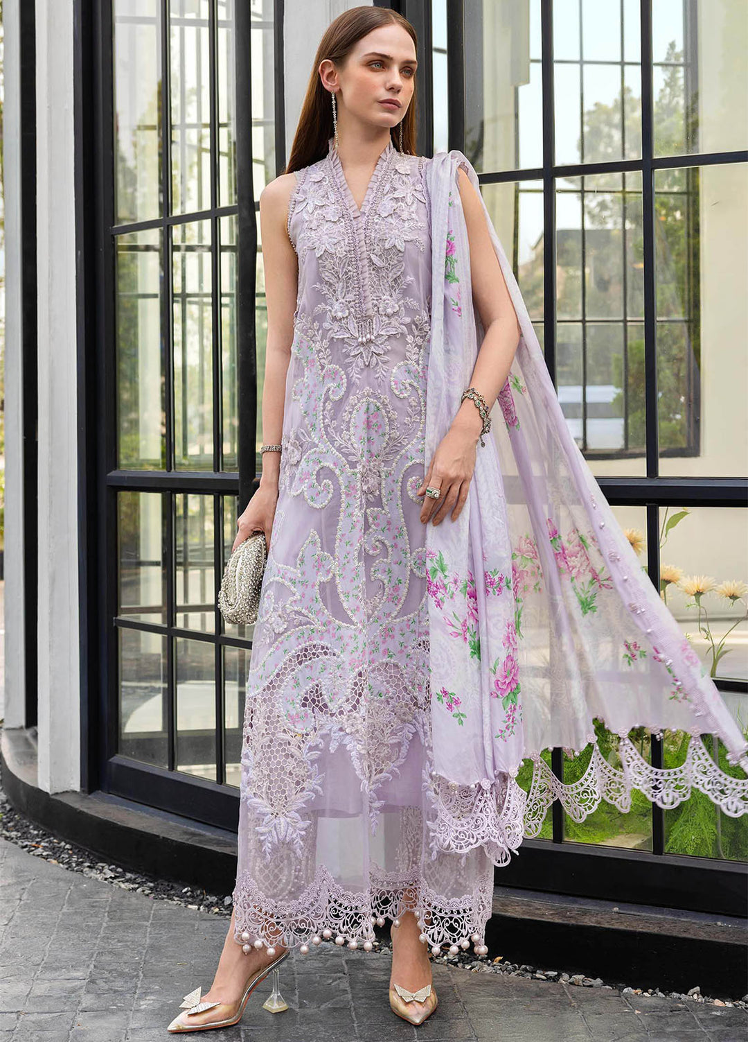 Maria B Unstitched Embroidered Lawn 3 Piece Suit MB26ULE D12 - Eid Collection