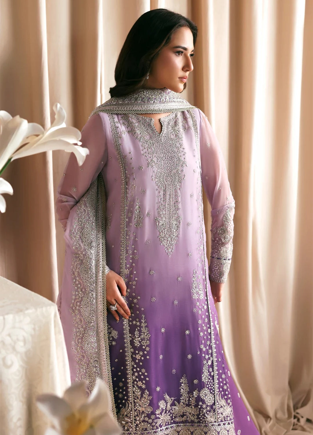 Sirayya by Zarif Unstitched Embroidered Chiffon 3 Piece Suit ZR26US Nigah 02 - Wedding Collection