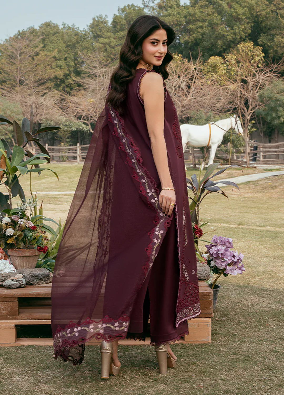 Mahveen by Izel Unstitched Embroidered Lawn 3 Piece Suit Anaya - Eid Collection