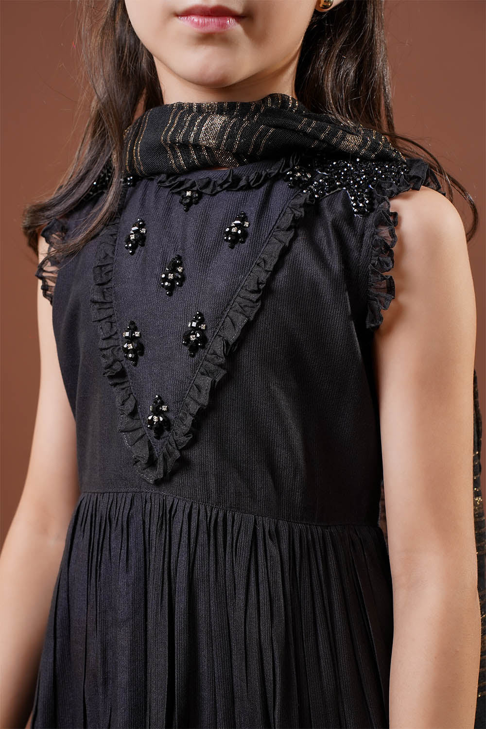 Senorita Girls RTW Embossed Chambray 3 Piece Suit KDD-03283 Eid Collection