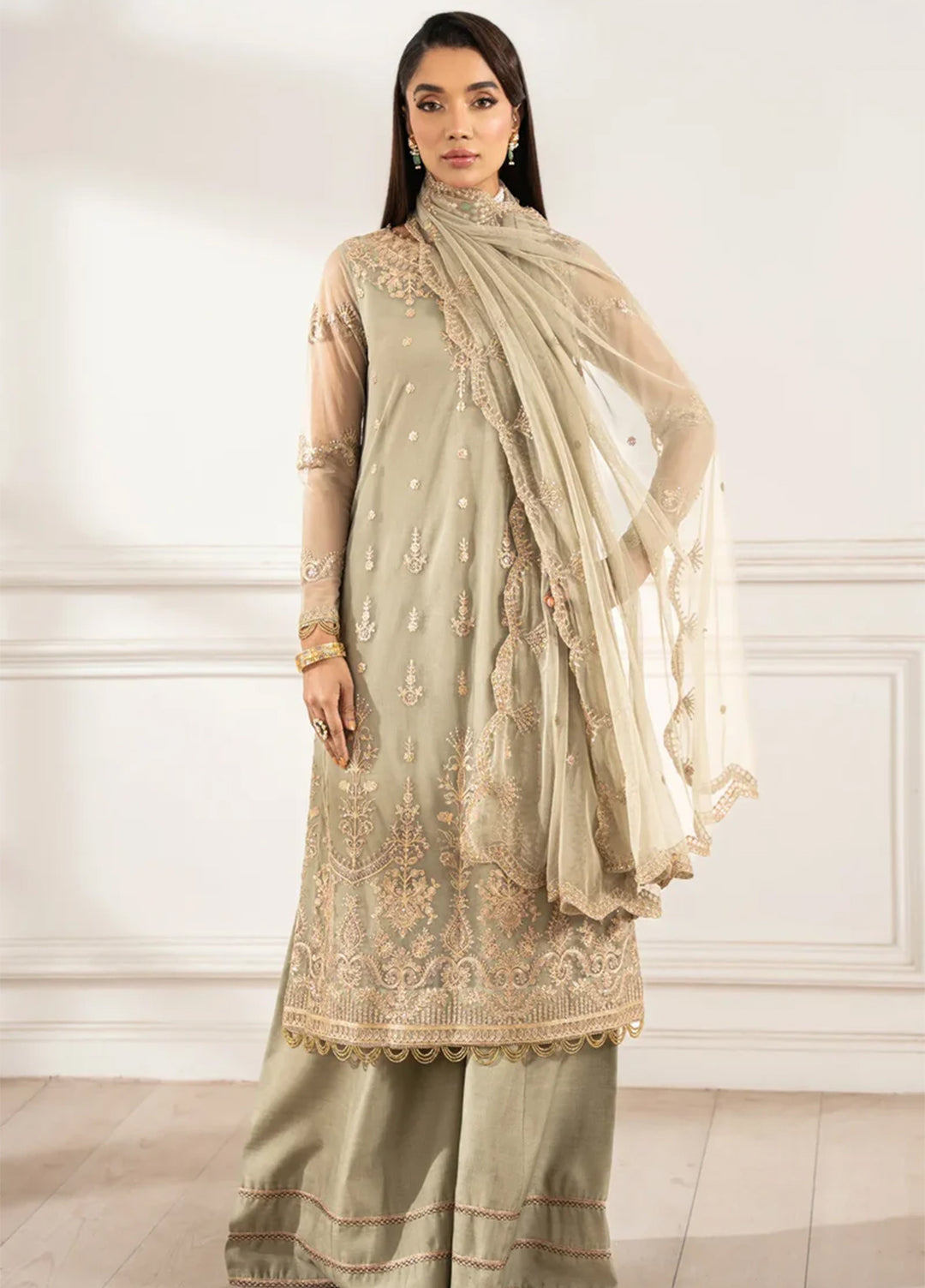 Heer by Zarif Embroidered Net Suit Pret 3 Piece ZR25UF Z-01 Leila - Formals Collection