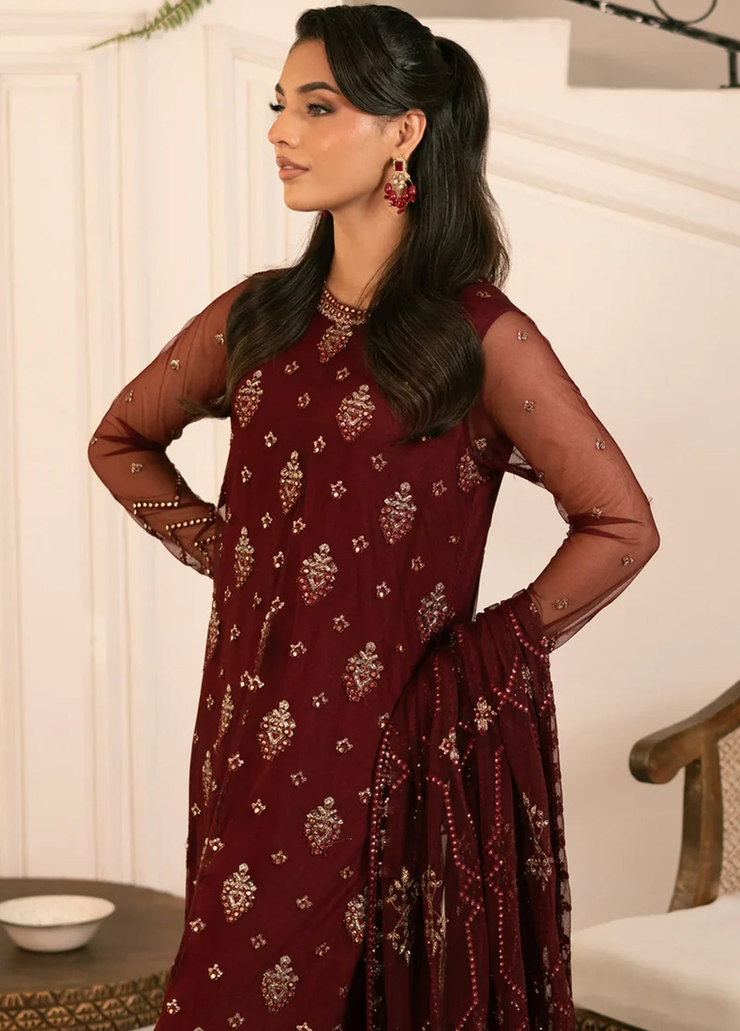 Zarif Embroidered Net Suit Unstitched 3 Piece ZR25UF ZRF-004 Amal - Formal Collection