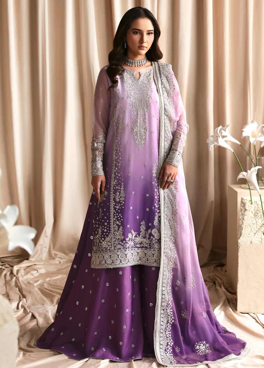 Sirayya by Zarif Unstitched Embroidered Chiffon 3 Piece Suit ZR26US Nigah 02 - Wedding Collection