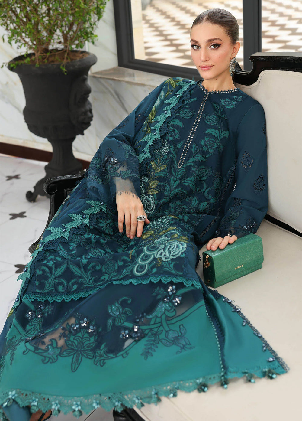 Maria B Unstitched Embroidered Lawn 3 Piece Suit MB26ULE D6 - Eid Collection