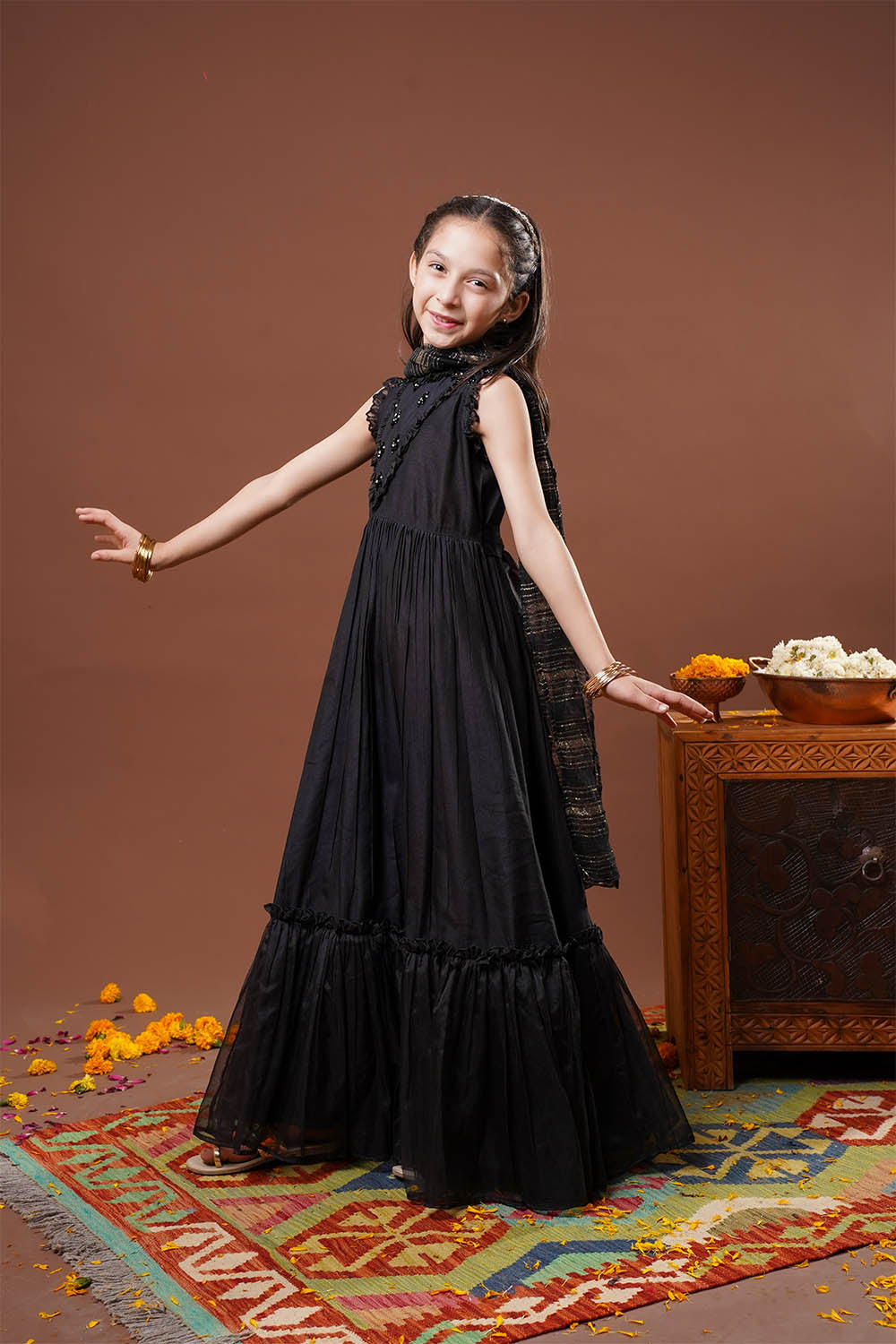 Senorita Girls RTW Embossed Chambray 3 Piece Suit KDD-03283 Eid Collection