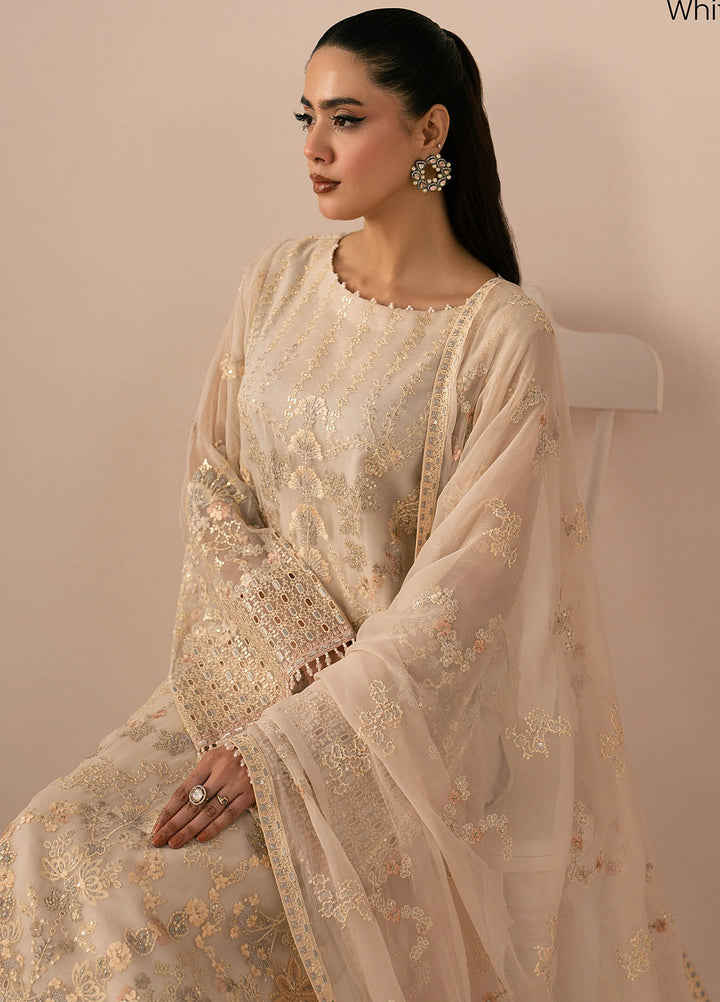 Lamisah by Lavish Premium Unstitched Embroidered Chiffon 3 Piece Suit LVP26UCL White Rose - Festive Collection