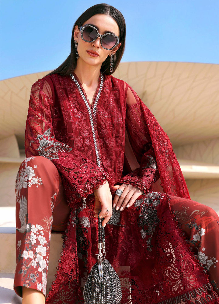 Maria B Unstitched Embroidered Luxury Lawn 3 Piece Suit MB26UEL 7A - Eid Collection
