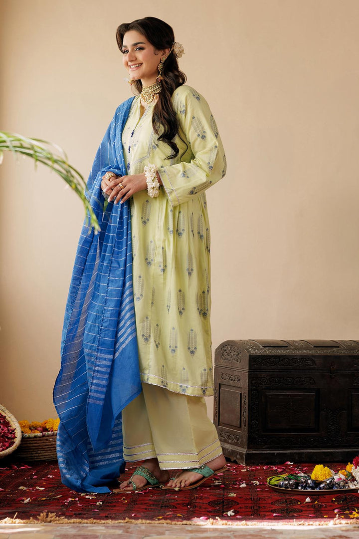 Senorita Women RTW Women Embroidered Perrot Green and Multicolor Casual Plus 3 Piece Suit Cotton Jacquard LBD-02905 - Summer Collection