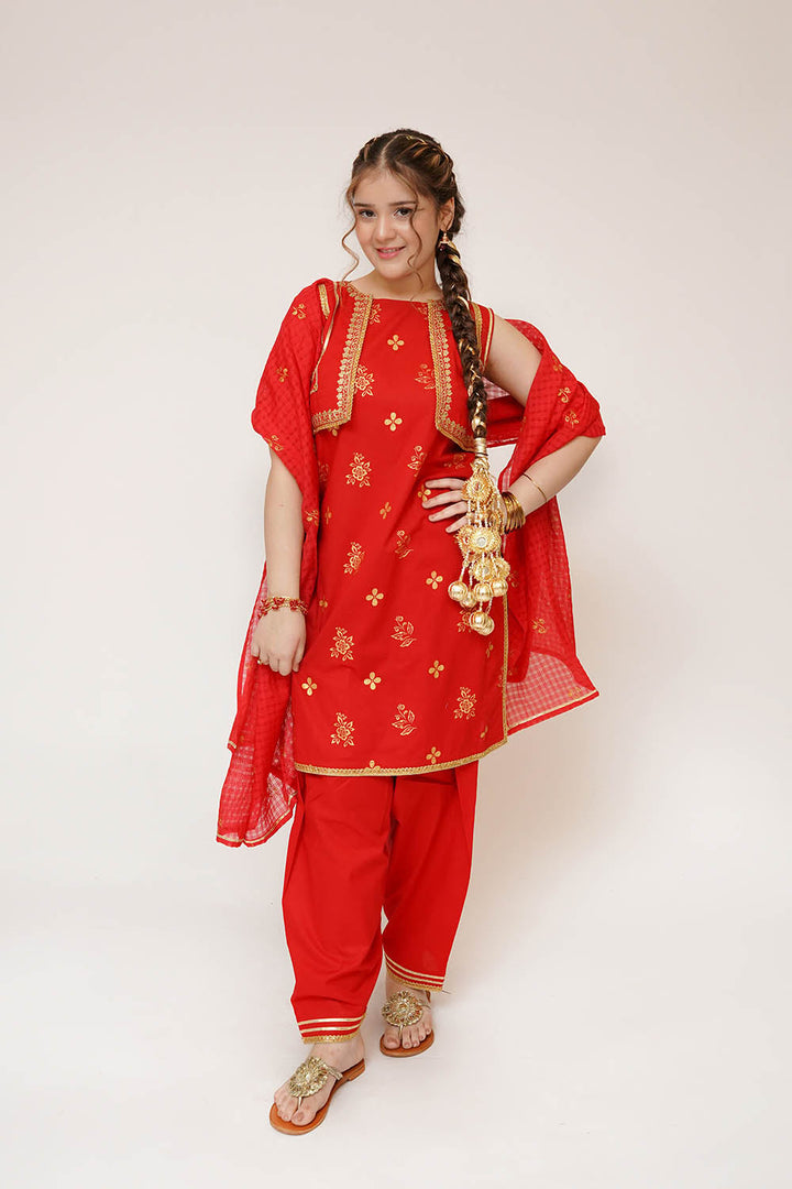 Senorita Girls RTW Printed Cotton 3 Piece Suit GBD-03412 Eid Collection