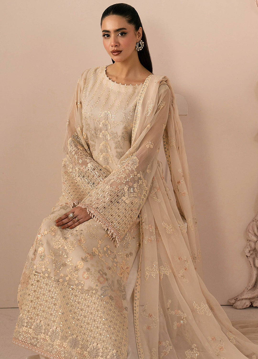 Lamisah by Lavish Premium Unstitched Embroidered Chiffon 3 Piece Suit LVP26UCL White Rose - Festive Collection