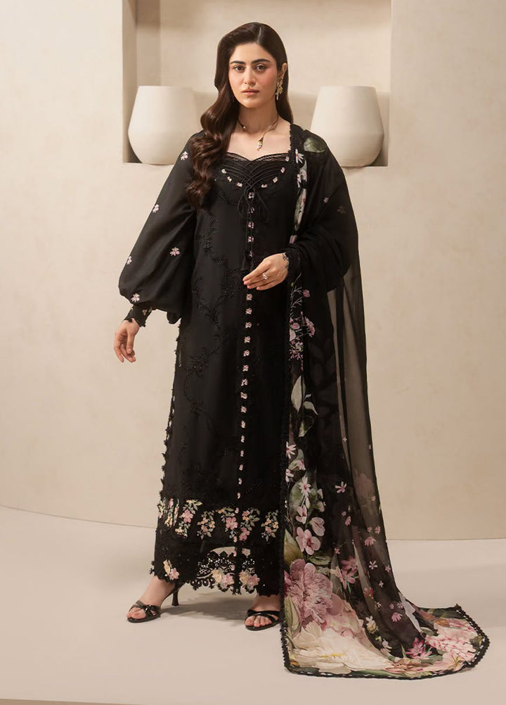 E-Craft by Elaf Unstitched Embroidered Lawn 3 Piece Suit EHC-5A Charcoal - Casual Collection