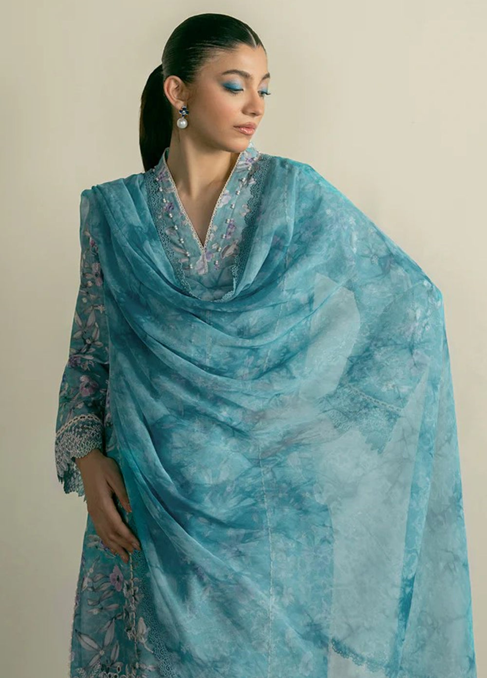 Zephyr by Ayzel Unstitched Lawn Embroidered 3 Piece Suit AAF26UZ D-6 Arin - Summer Collection