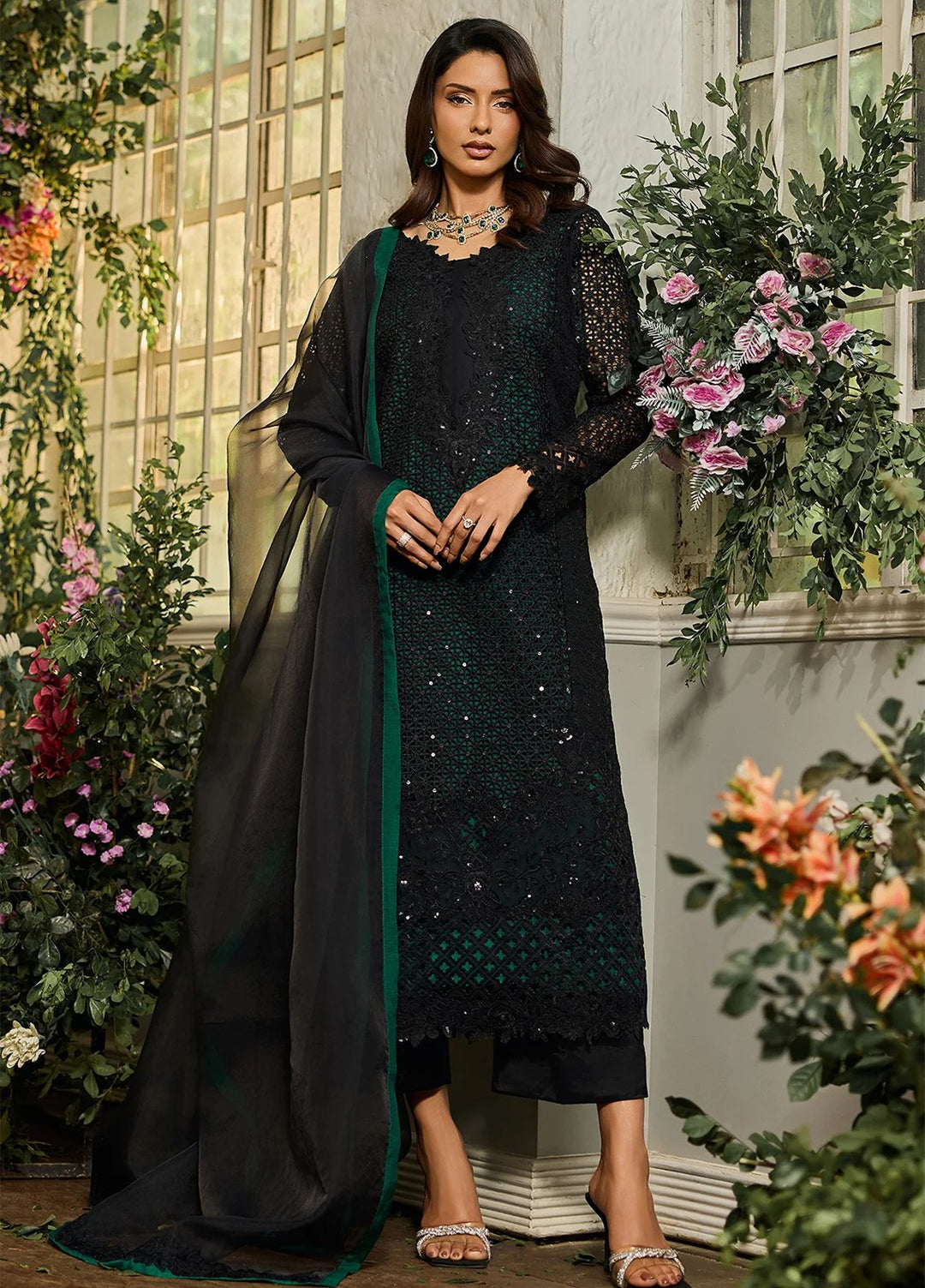 Celine by Charizma Unstitched Embroidered Chiffon 4 Piece Suit CHR26UC Celine CCE6-03 - Festive Collection