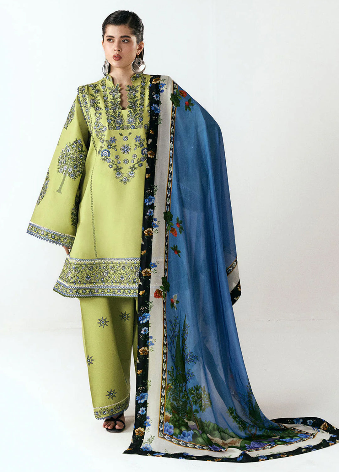 Jugnu by Hussain Rehar Unstitched Embroidered Cotton 3 Piece Suit HR26UCJ Mai JUG-LD D#1279 - Eid Collection