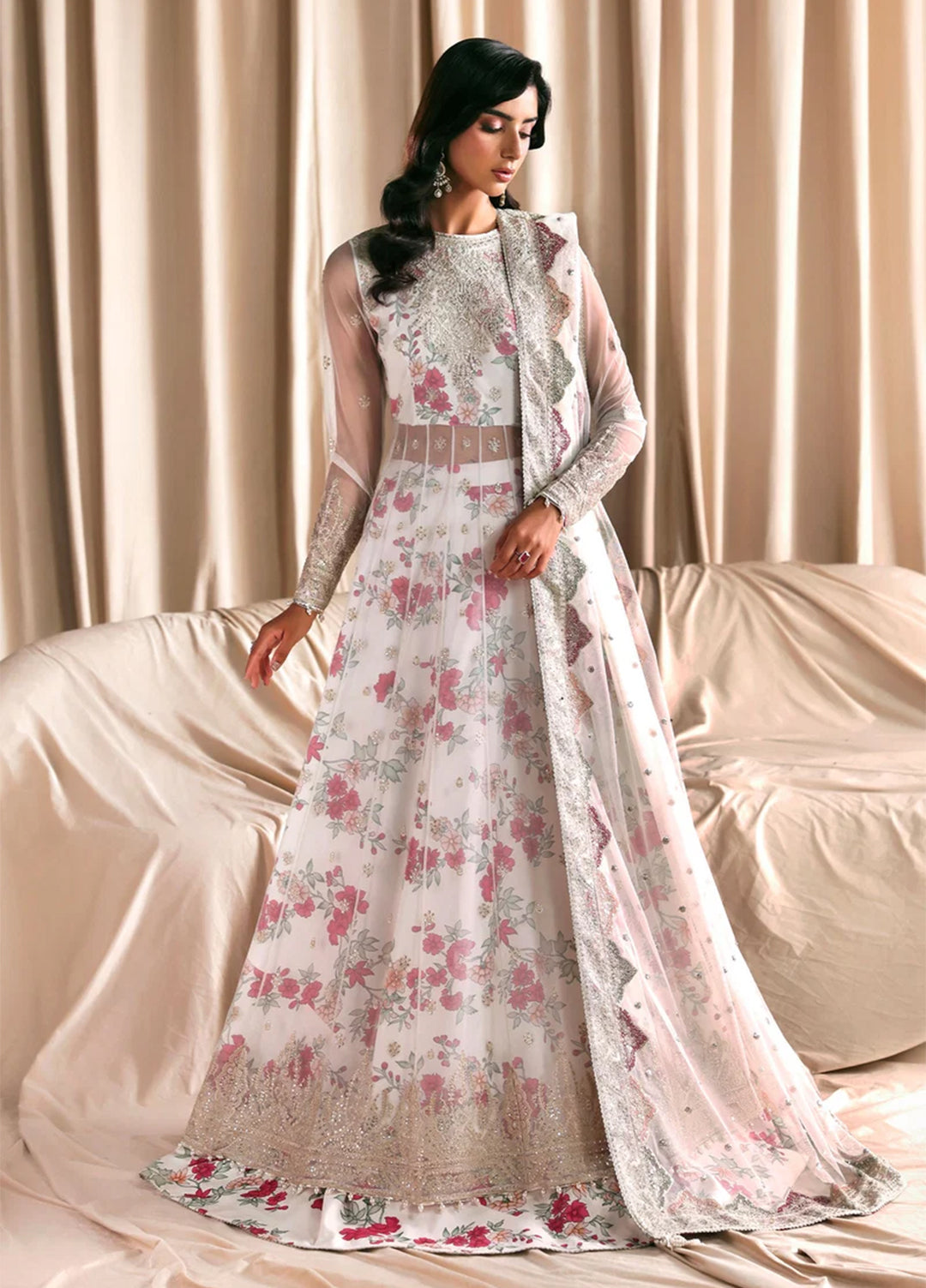 Sirayya by Zarif Unstitched Embroidered Organza 3 Piece Suit ZR26US GAJRA 07 - Wedding Collection