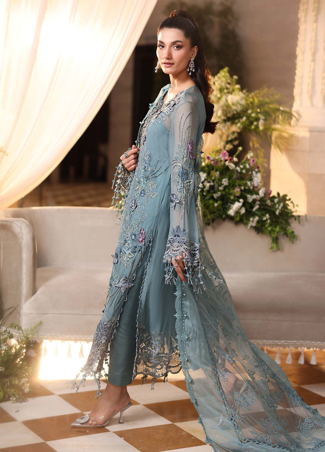 Maria B Unstitched Embroidered Chiffon 3 Piece Suit MB26UCF D6 - Festive Collection