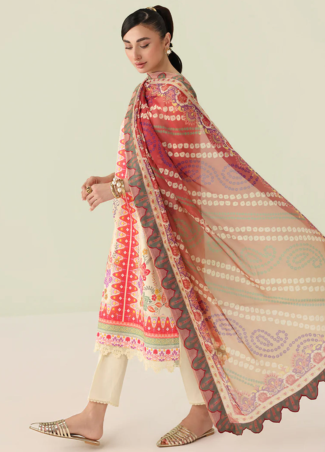 Rosette by Roheenaz Unstitched Lawn Embroidered 3 Piece Suit RNZ26UR Pastel Symphony-5A - Summer Collection