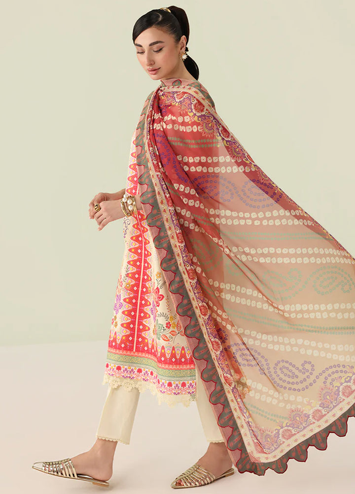 Rosette by Roheenaz Unstitched Lawn Embroidered 3 Piece Suit RNZ26UR Pastel Symphony-5A - Summer Collection