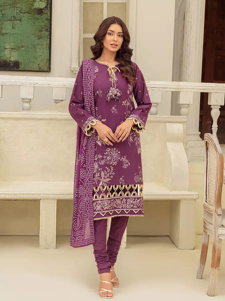 Salitex Unstitched Embroidered Cambric 3 Piece Suit UNS7MK011UT - Festive Collection