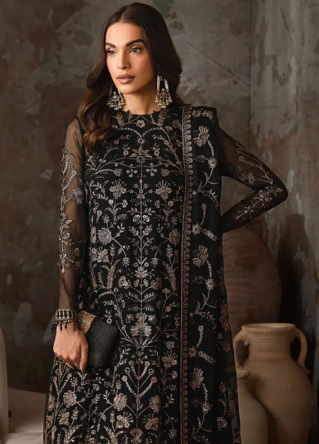 Emirah by Zarif Embroidered Chiffon Suit Unstitched 3 Piece ZR25UF ZEF 05- Hoor - Formal Collection