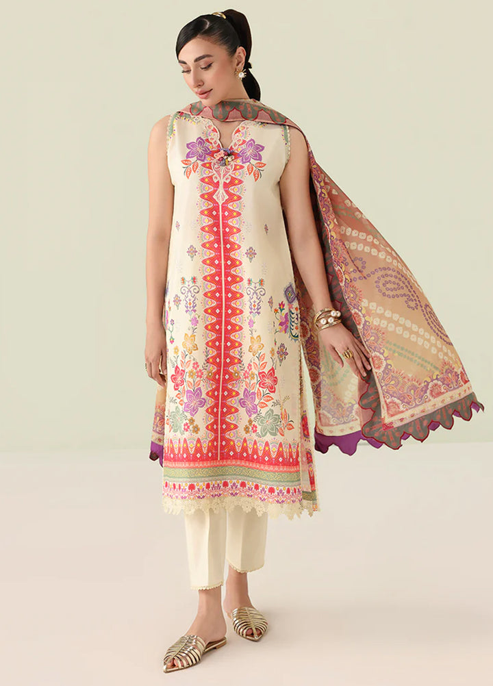 Rosette by Roheenaz Unstitched Lawn Embroidered 3 Piece Suit RNZ26UR Pastel Symphony-5A - Summer Collection
